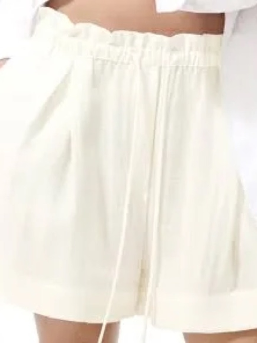 H&M Linen Blend Elastic Waist Drawstring Shorts - Cream Size Small